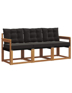 Set di divani con cuscino 3 pcs Naturale e Nero 2
