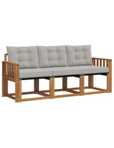 Set di divani con cuscino 3 pcs Grigio Naturale e Chiaro 2