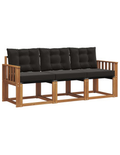 Set di divani con cuscino 3 pcs Naturale e Nero 2