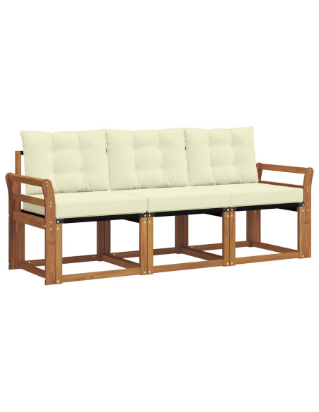 Set di divani con cuscino 3 pcs Naturale e Crema