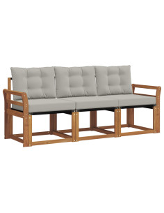 Set di divani con cuscino 3 pcs Grigio Naturale e Chiaro 2