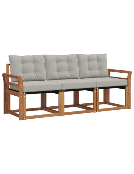 Set di divani con cuscino 3 pcs Grigio Naturale e Chiaro