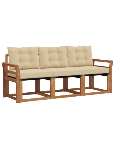 Set di divani con cuscino 3 pcs Naturale e Beige