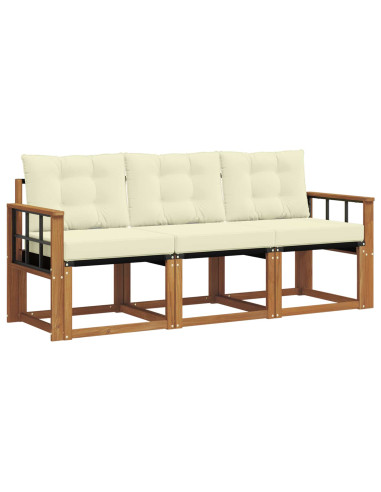 Set di divani con cuscino 3 pcs Naturale e Crema
