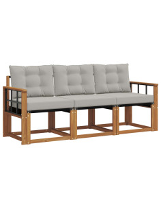 Set di divani con cuscino 3 pcs Grigio Naturale e Chiaro 2