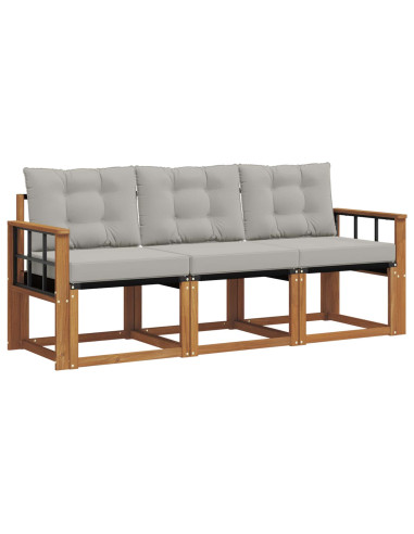 Set di divani con cuscino 3 pcs Grigio Naturale e Chiaro