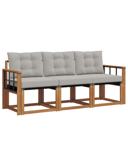 Set di divani con cuscino 3 pcs Grigio Naturale e Chiaro