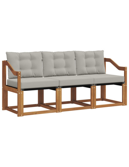 Set di divani con cuscino 3 pcs Grigio Naturale e Chiaro