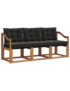 Set di divani con cuscino 3 pcs Naturale e Nero 2