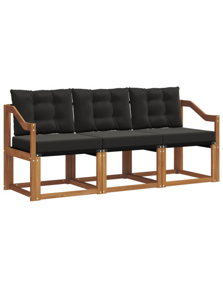 Set di divani con cuscino 3 pcs Naturale e Nero