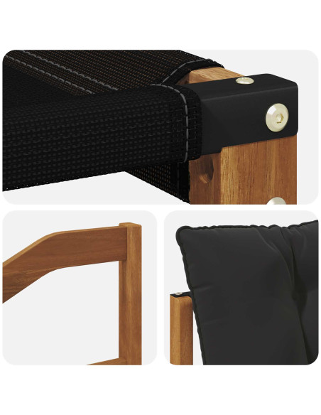 Set di divani con cuscino 3 pcs Naturale e Nero