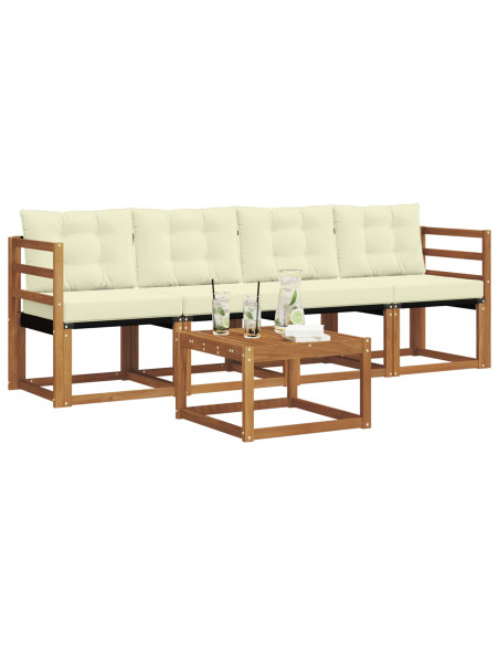Set di divani con cuscino 5 pcs Naturale e Crema