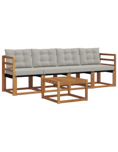 Set di divani con cuscino 5 pcs Grigio Naturale e Chiaro 2