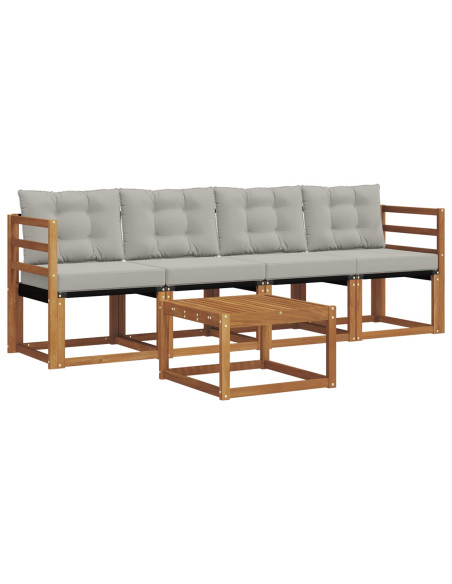 Set di divani con cuscino 5 pcs Grigio Naturale e Chiaro