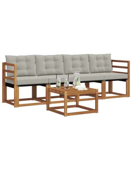 Set di divani con cuscino 5 pcs Grigio Naturale e Chiaro