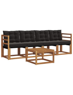 Set di divani con cuscino 5 pcs Naturale e Nero 2
