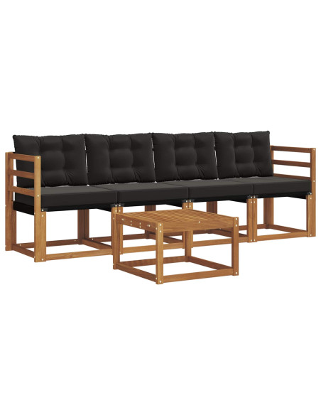 Set di divani con cuscino 5 pcs Naturale e Nero
