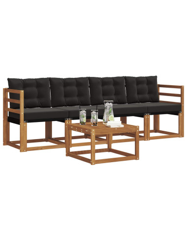 Set di divani con cuscino 5 pcs Naturale e Nero