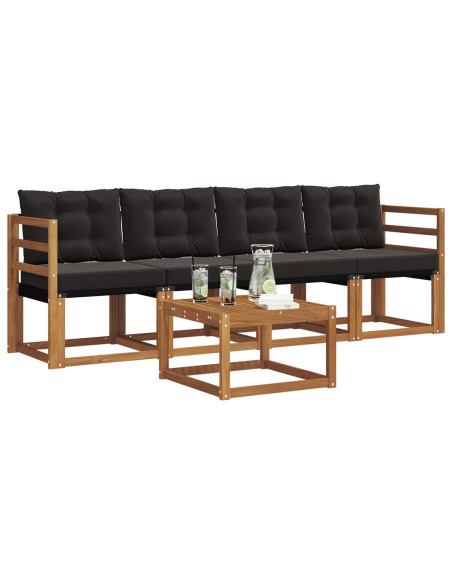 Set di divani con cuscino 5 pcs Naturale e Nero