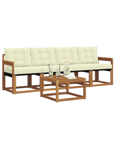 Set di divani con cuscino 5 pcs Naturale e Crema