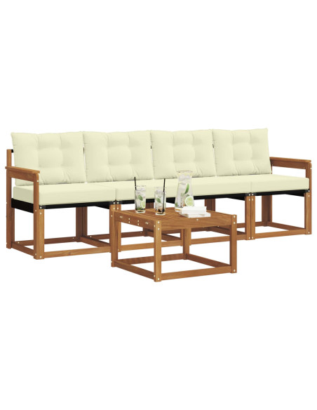 Set di divani con cuscino 5 pcs Naturale e Crema