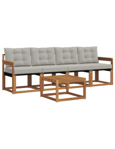 Set di divani con cuscino 5 pcs Grigio Naturale e Chiaro 2