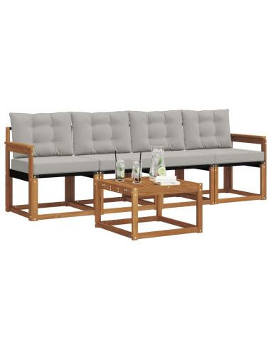 Set di divani con cuscino 5 pcs Grigio Naturale e Chiaro