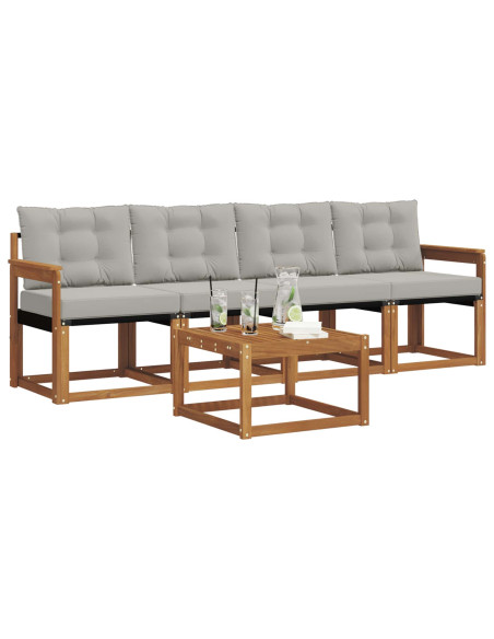 Set di divani con cuscino 5 pcs Grigio Naturale e Chiaro