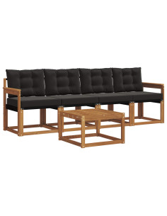 Set di divani con cuscino 5 pcs Naturale e Nero 2