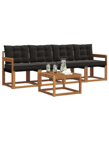 Set di divani con cuscino 5 pcs Naturale e Nero