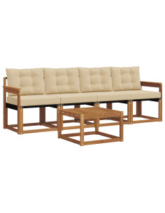 Set di divani con cuscino 5 pcs Naturale e Beige 2