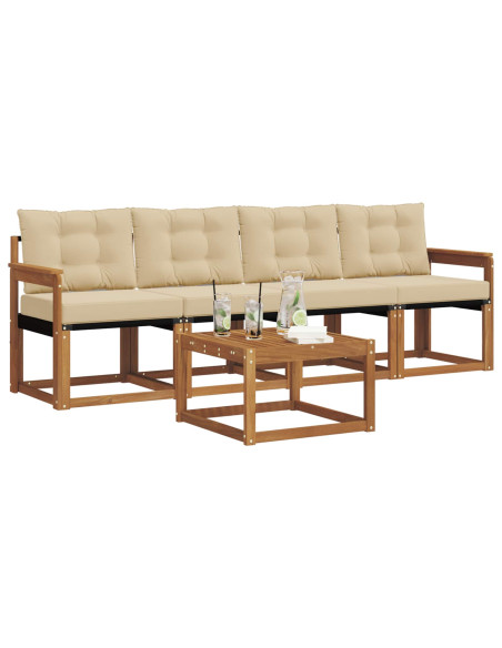 Set di divani con cuscino 5 pcs Naturale e Beige