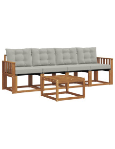 Set di divani con cuscino 5 pcs Grigio Naturale e Chiaro 2