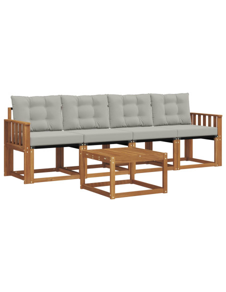 Set di divani con cuscino 5 pcs Grigio Naturale e Chiaro