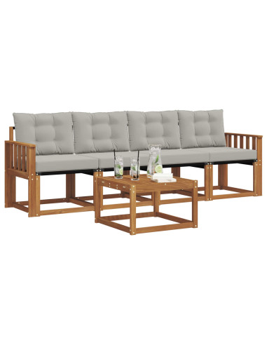 Set di divani con cuscino 5 pcs Grigio Naturale e Chiaro