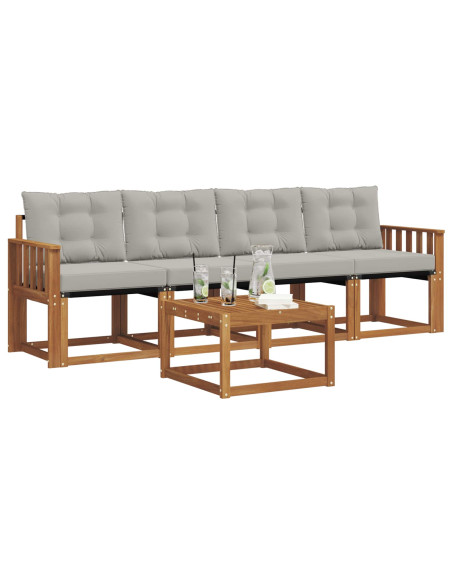 Set di divani con cuscino 5 pcs Grigio Naturale e Chiaro