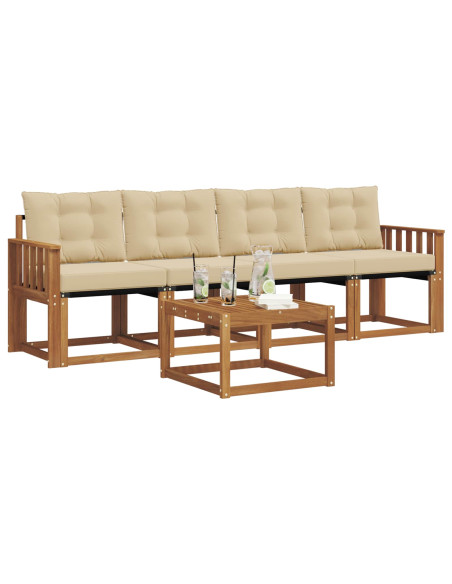 Set di divani con cuscino 5 pcs Naturale e Beige