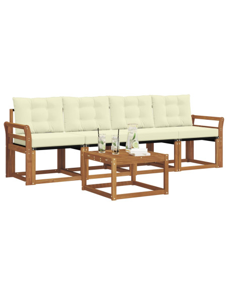 Set di divani con cuscino 5 pcs Naturale e Crema
