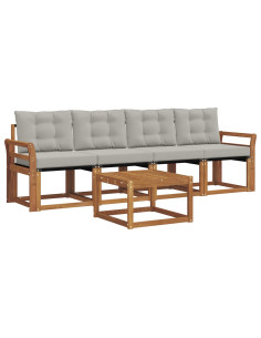 Set di divani con cuscino 5 pcs Grigio Naturale e Chiaro 2