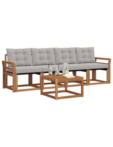 Set di divani con cuscino 5 pcs Grigio Naturale e Chiaro