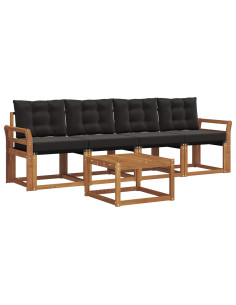 Set di divani con cuscino 5 pcs Naturale e Nero 2