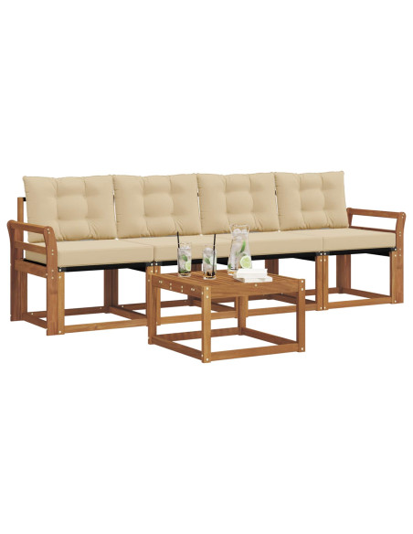 Set di divani con cuscino 5 pcs Naturale e Beige