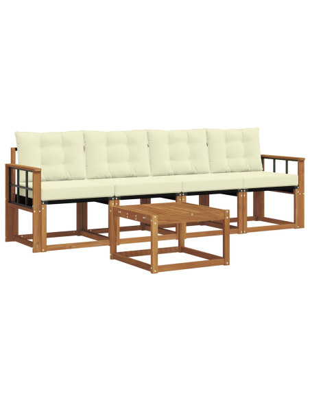 Set di divani con cuscino 5 pcs Naturale e Crema