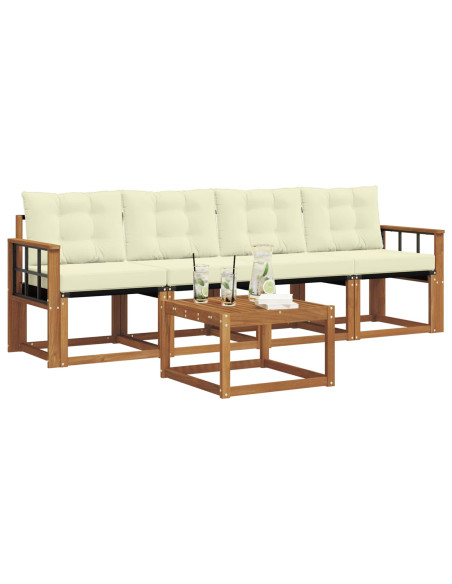 Set di divani con cuscino 5 pcs Naturale e Crema