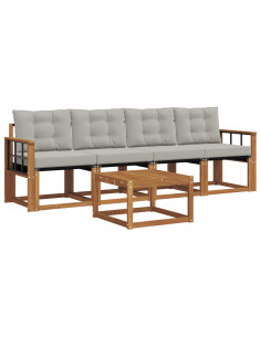 Set di divani con cuscino 5 pcs Grigio Naturale e Chiaro 2