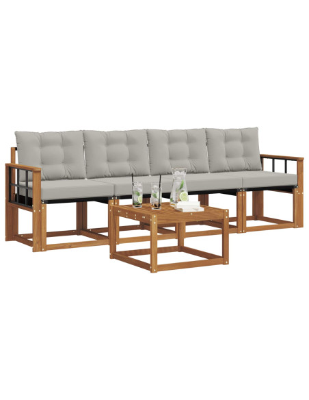 Set di divani con cuscino 5 pcs Grigio Naturale e Chiaro