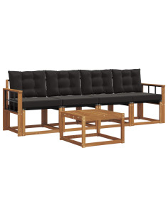 Set di divani con cuscino 5 pcs Naturale e Nero 2