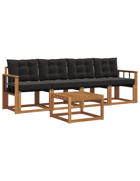 Set di divani con cuscino 5 pcs Naturale e Nero