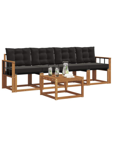 Set di divani con cuscino 5 pcs Naturale e Nero