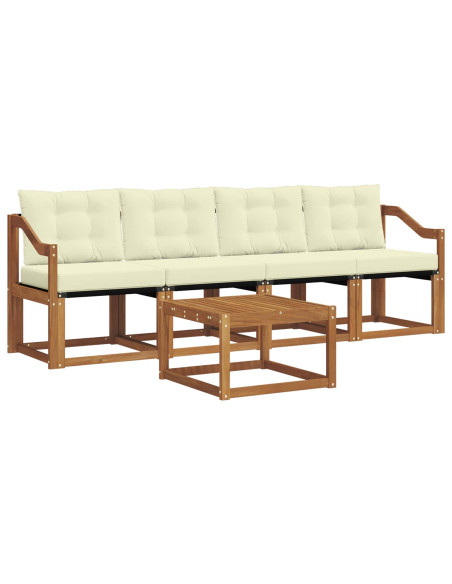 Set di divani con cuscino 5 pcs Naturale e Crema
